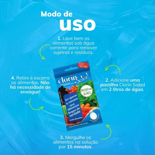 Imagem de Kit 6 Clorin Salad Pastilha Higienizador Para Verduras