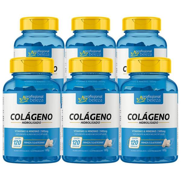 Kit 6 Colágeno Hidrolisado Profissional Beleza 120 Cápsulas Imagem de Kit 6 Colágeno Hidrolisado Profissional Beleza 120 Cápsulas