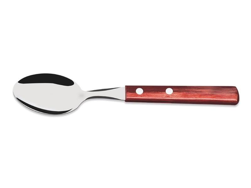 Imagem de Kit 6 colher de mesa polywood vermelho lamina de aco inox e cabo de madeira tramontina