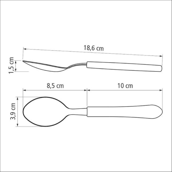 Imagem de Kit 6 Colher De Mesa Tramontina Leme Inox Cabo Preto