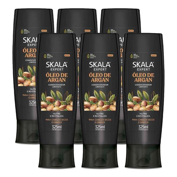 Imagem de Kit 6 Condicionador Óleo de Argan Cabelo Seco Nutrição 325ml Skala