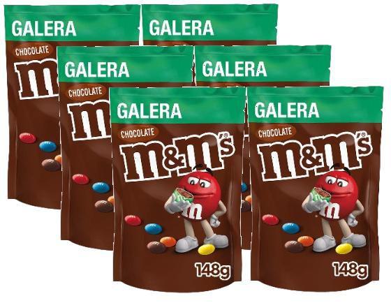 kit 6 CONFEITO DE CHOCOLATE AO LEITE M&MS SACHÊ 148G Imagem de kit 6 CONFEITO DE CHOCOLATE AO LEITE M&MS SACHÊ 148G