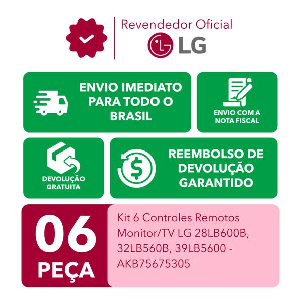 Imagem de Kit 6 Controles Remotos Monitor/TV LG - AKB75675305