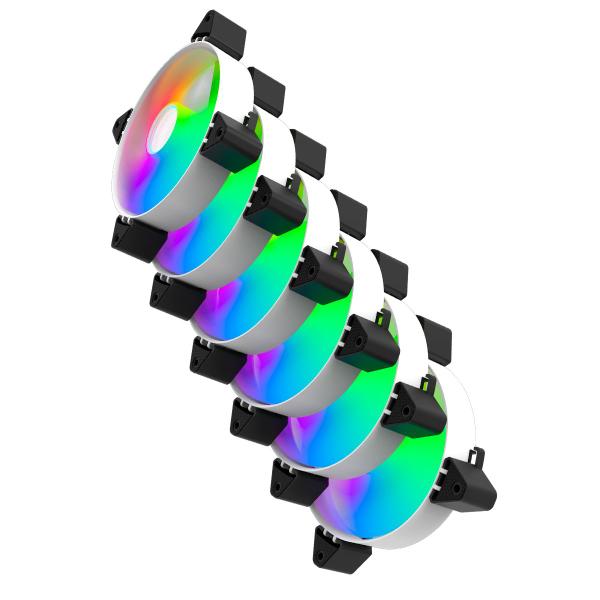 Imagem de Kit 6 Coolers 120mm RGB Fan para Gabinete CPU PC Gamer Desktop Com Controle Remoto e Controladora