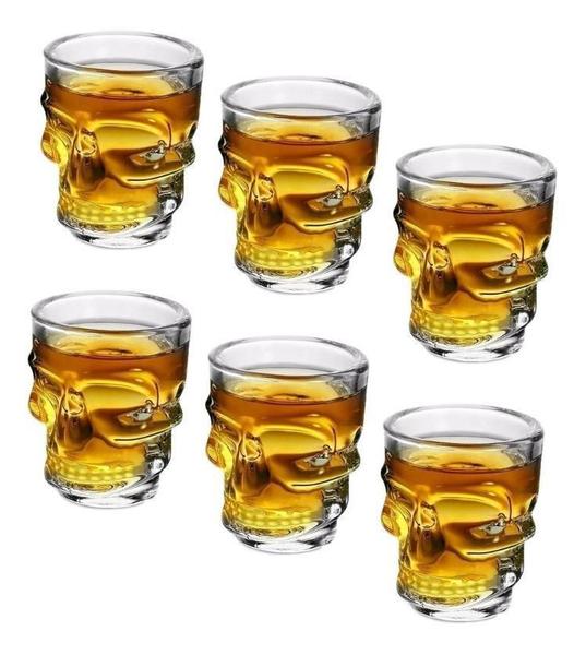 Imagem de Kit 6 Copos Caveira Vidro Shot Aperitivo 45Ml Bar Whisky