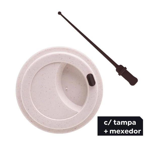 Imagem de Kit 6 Copos de Café e Chá 450ml com Tampa Mexedor Fibra de Bambu PP Sortido Lyor