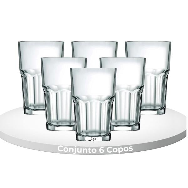 Imagem de Kit 6 Copos de Vidro 350ML Transparente e Resistente