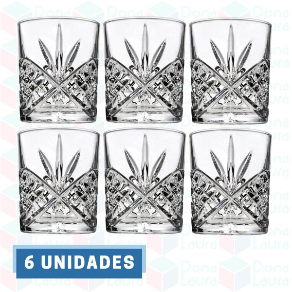 Imagem de Kit 6 Copos de Whisky 330ML Elegante Desenhado Esmeralda