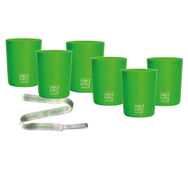 Imagem de Kit 6 Copos Eco Verde Com Cordão Green Cups 320 Ml