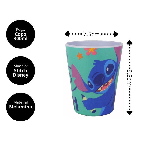 Imagem de Kit 6 Copos Infantil Melamina Stitch Disney 300ml - Tuut