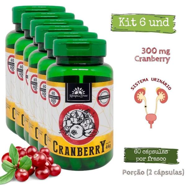 Imagem de Kit 6 Cranberry desidratada 600 mg 60 cápsulas por frasco
