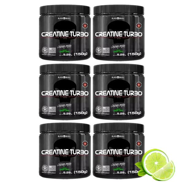 Imagem de Kit 6 Creatinas Turbo 150g Pote - Black Skull