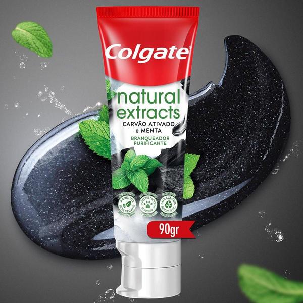 Imagem de Kit 6 Creme Dental Colgate Natural Extracts Carvão Ativado e Menta 90g