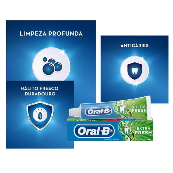 Imagem de Kit 6 Creme Dental Oral-B Extra Fresh Menta 70g Cada