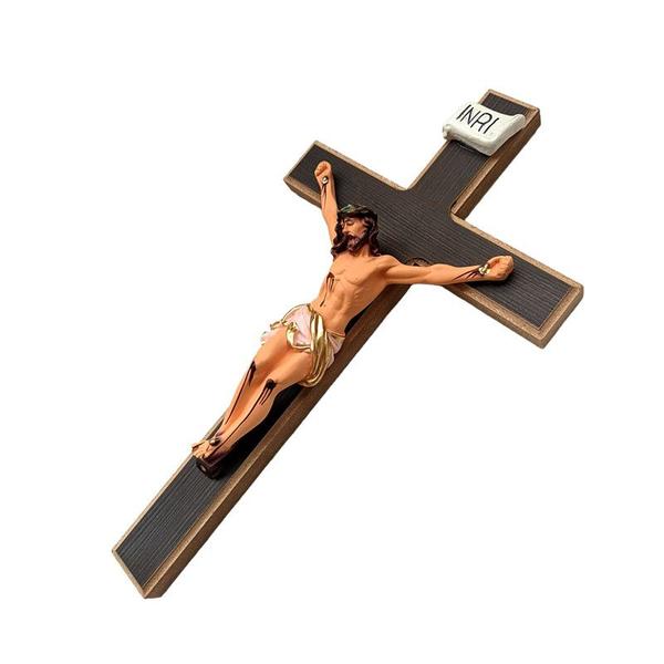 Imagem de Kit 6 Cruz Crucifixo de Madeira 31cm Atacado Revenda