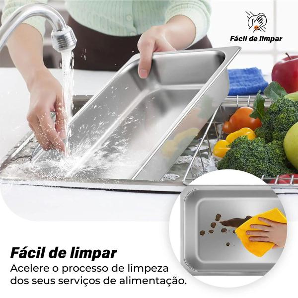 Imagem de Kit 6 Cuba Gastronômica Inox Gn 1/9 100mm Com Tampa Gn 1/9