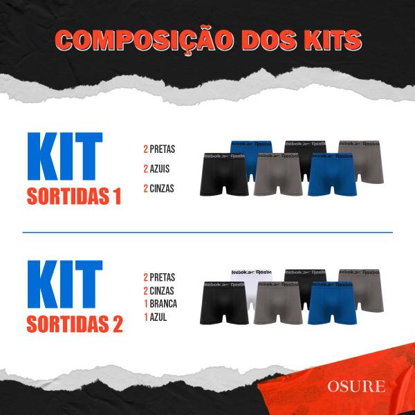 Imagem de Kit 6 Cuecas Boxer Reebok Cueca Microfibra Masculina Box Sem Costura Original