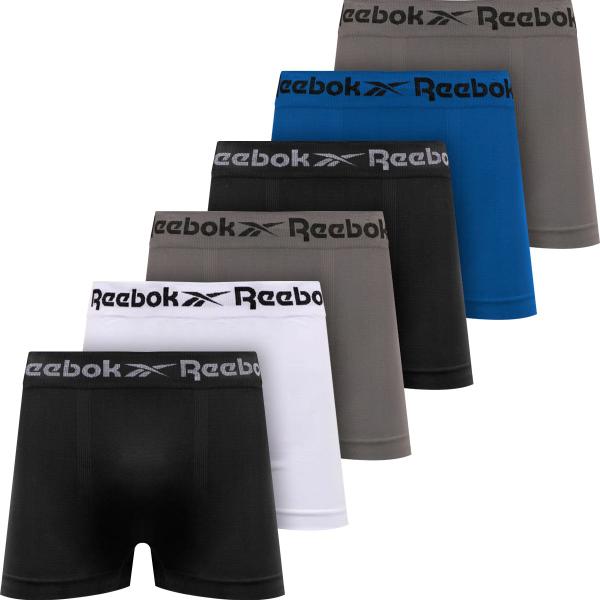 Kit 6 Cuecas Boxer Reebok Cueca Microfibra Masculina Box Sem Costura Original Kit 6 Cuecas Boxer Reebok Cueca Microfibra Masculina Box Sem Costura Original
