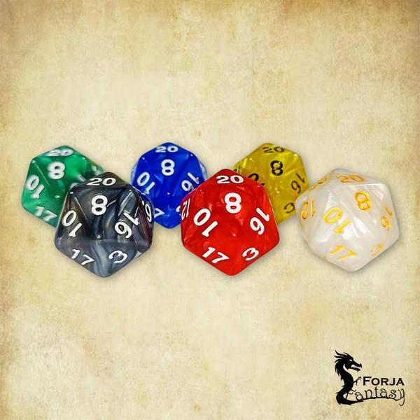 Kit 6 Dados D20 Marmorizados - RPG - T&G Imagem de Kit 6 Dados D20 Marmorizados - RPG