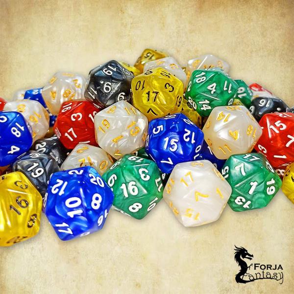 Imagem de Kit 6 Dados D20 Marmorizados  - RPG