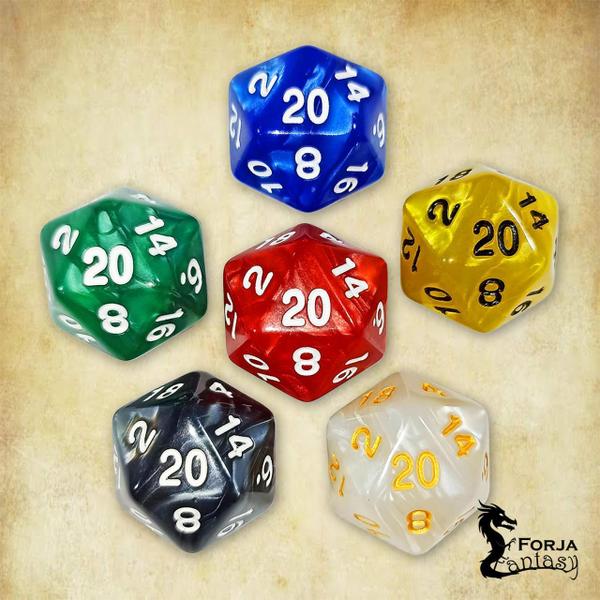 Kit 6 Dados D20 Marmorizados - RPG - T&G Imagem de Kit 6 Dados D20 Marmorizados - RPG