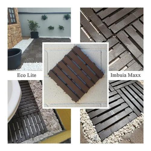 Imagem de Kit 6 deck modular plastico textura madeira 30x30x2,5 cm maxx premium