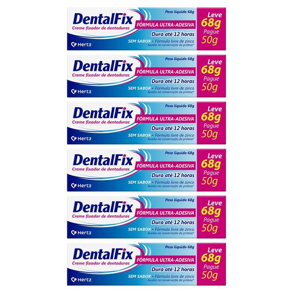 Imagem de Kit 6 Dentalfix Creme Fixador de Dentaduras 68g - Kley Hertz