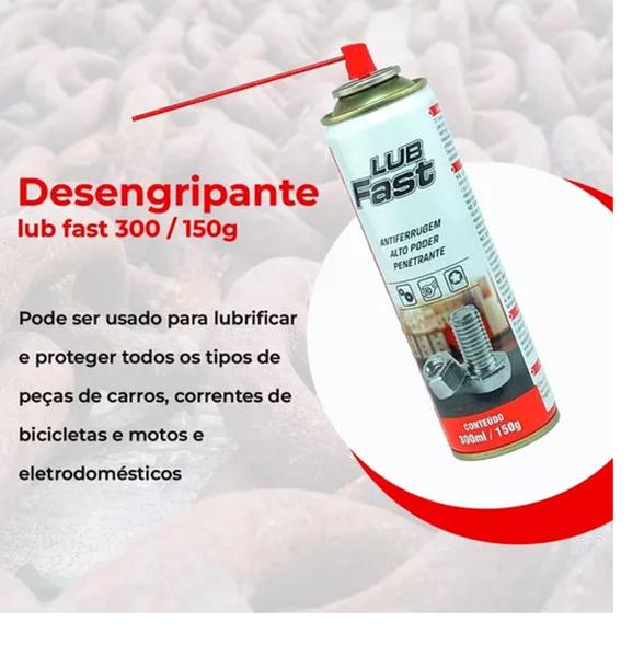 Imagem de Kit 6 Desingripante penetril Lubrificante Spray 300ml Lub Fast Desengripante Antiferrugem