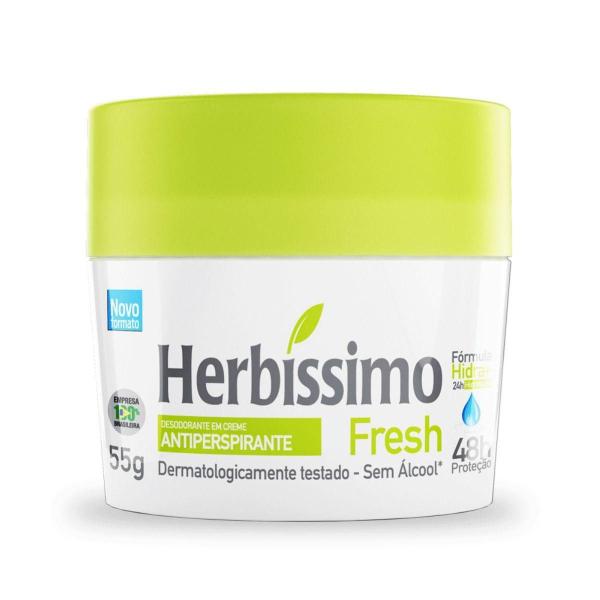 Imagem de Kit 6 desodorante creme herbissimo fresh antitranspirante 55g