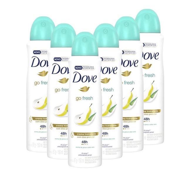 Imagem de Kit 6 Desodorantes Antitranspirante Aerosol Dove Go Fresh Pera e Aloe Vera 150ml