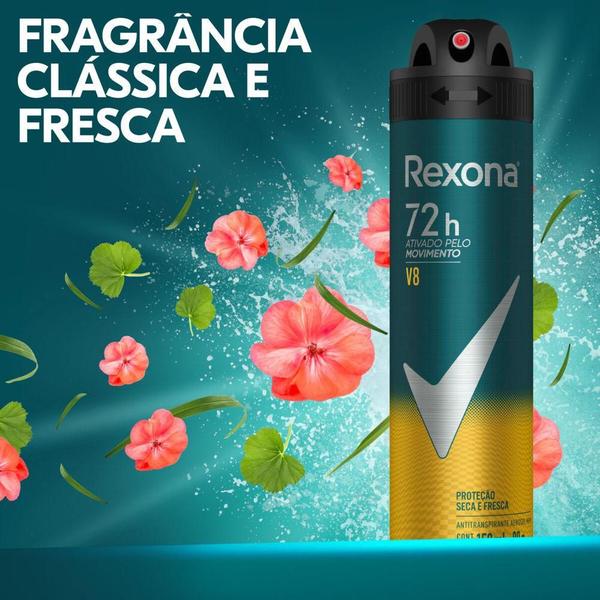 Imagem de Kit 6 Desodorantes Rexona Men Aerossol Antitranspirante V8 150ml