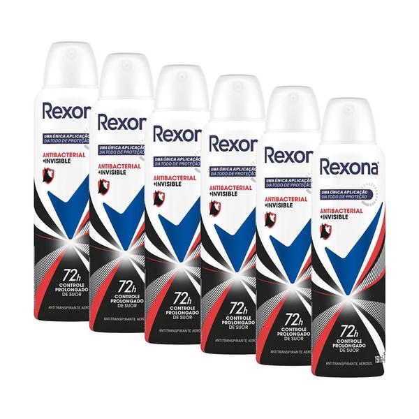 Imagem de Kit 6 Desodorantes Rexona Motionsense Antitranspirante Aerossol Antibacterial e Invisible 150ml