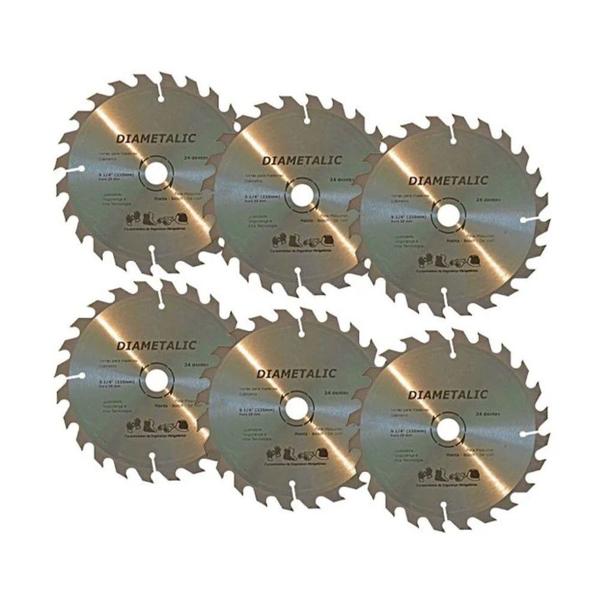 Imagem de Kit 6 Disco Serra Para Madeira 230mm 9.1/4'' 24 Dentes