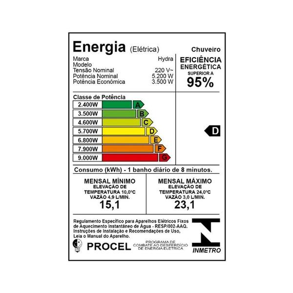 Imagem de Kit 6 Ducha Elétrica Branca 3 Temperaturas 5.200W x 220V