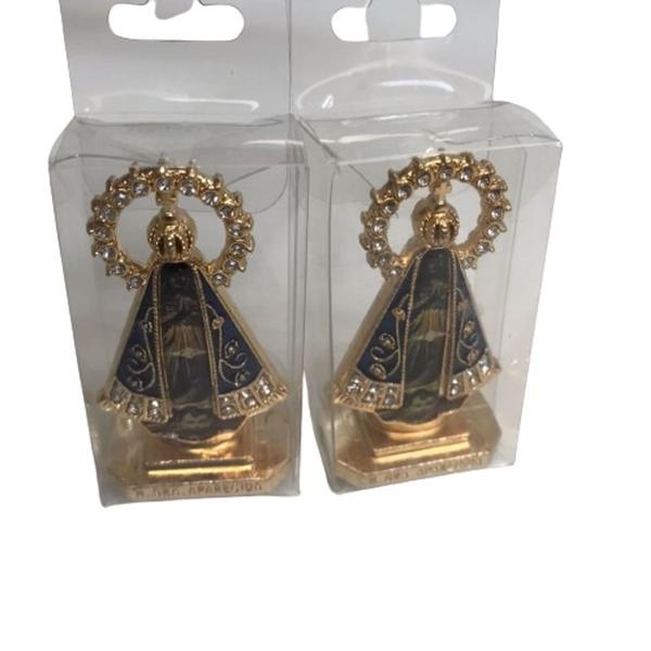 Imagem de Kit 6 Enfeites Nossa Senhora Aparecida dourado com resplendor exclusivo religioso