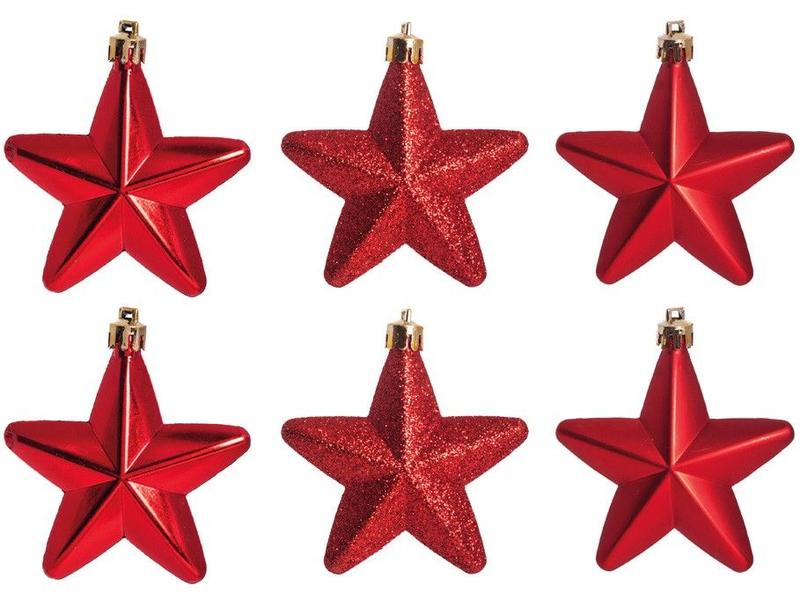 Kit 6 Enfeites para Árvore de Natal Estrela Natal Kit 6 Enfeites para Árvore de Natal Estrela Natal