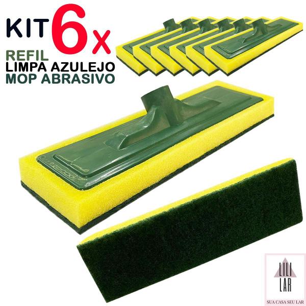 Imagem de Kit 6 Esfregão Limpa Azulejo Piso Abrasivo Limpeza Pesada