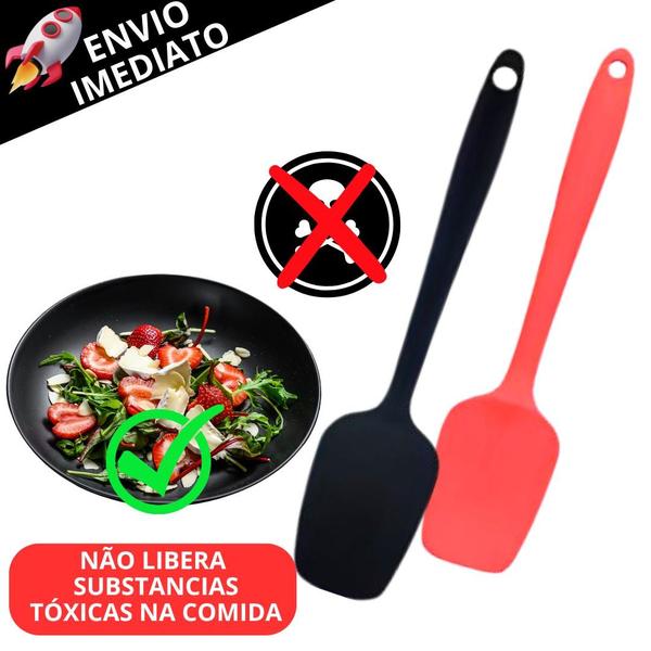 Imagem de Kit 6 Espátula De Silicone Reta Chapeiro Antiaderente Utensílio de Cozinha Restaurante Casa