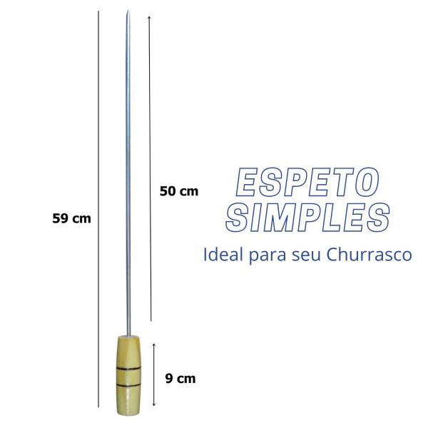 Imagem de Kit 6 Espetos 59 Cm Churrasco + Garfo Rastelo E Pá e Suporte