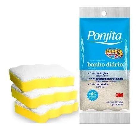 Imagem de Kit 6 Esponja De Banho Diário Dupla Face Ponjita Original 3M