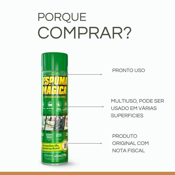 Imagem de Kit 6 Espuma Mágica Limpador Geral Sofá Carro Proauto 400ml