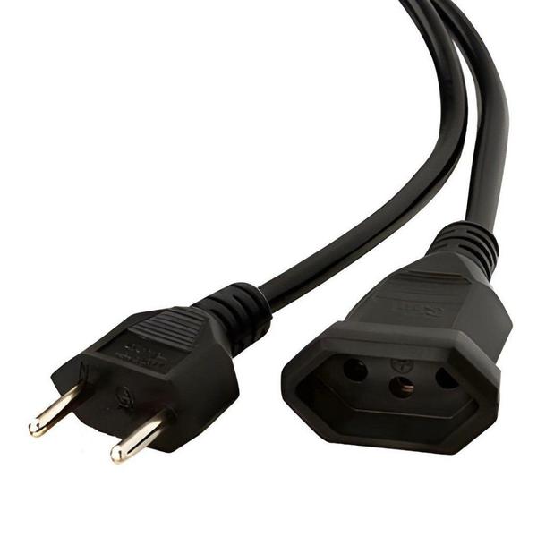 Imagem de Kit 6 Extensão Elétrica Prolongador Preto Extensor de Cabo 2 Metros Bivolt 110v e 220v