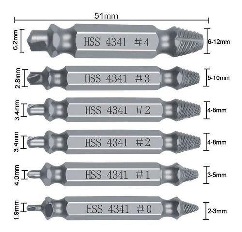 Imagem de Kit 6 Extrator Saca Remove Parafuso Quebrado 2 A 12 Mm