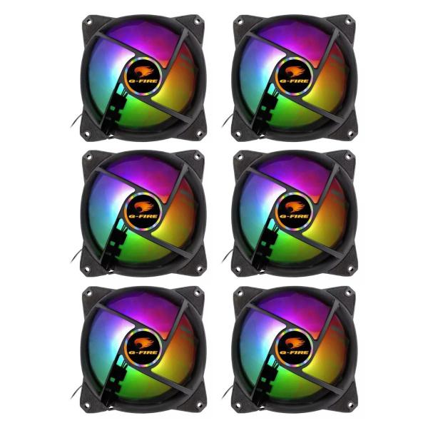 Imagem de Kit 6 Fan Gamer Led Multicolor Rgb 120x120mm