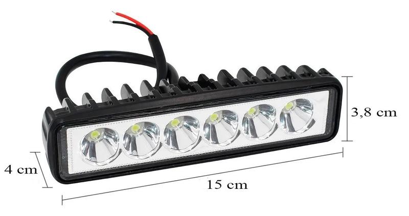 Imagem de Kit 6 Farol De Barra Linear Auxiliar 6 Leds 18w Universal Caminhão Carro Trator Onibus Jeep Atv Picape Hummer 6000k