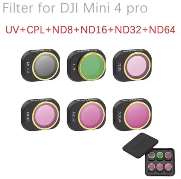 Imagem de Kit 6 Filtros Lente Dji Mini 4 Pro Nd8/16/32/64 + Cpl + Mcuv