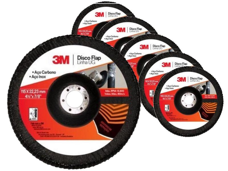 Kit 6 Flap Disco De Uso Geral 115 X 22,23MM GRÃO 80 3M Imagem de Kit 6 Flap Disco De Uso Geral 115 X 22,23MM GRÃO 80 3M