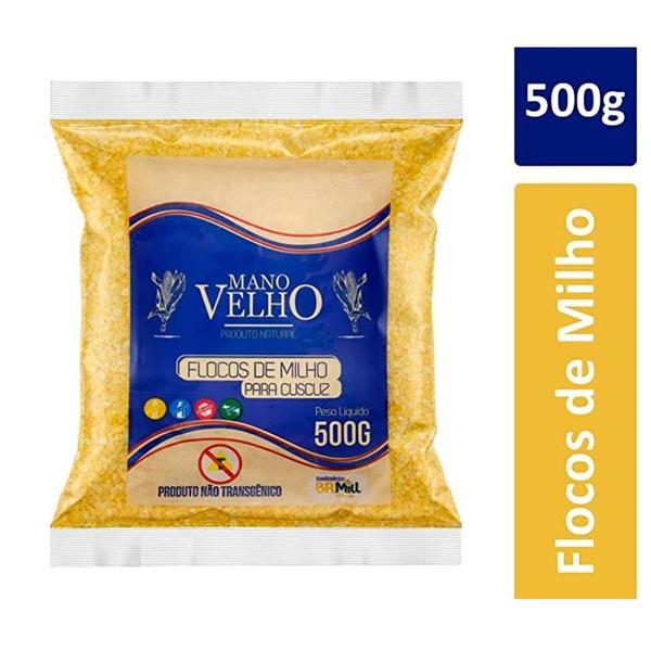 Imagem de Kit 6 Flocos de Milho Flocão de Milho Cuscuz Mano Velho 3Kg