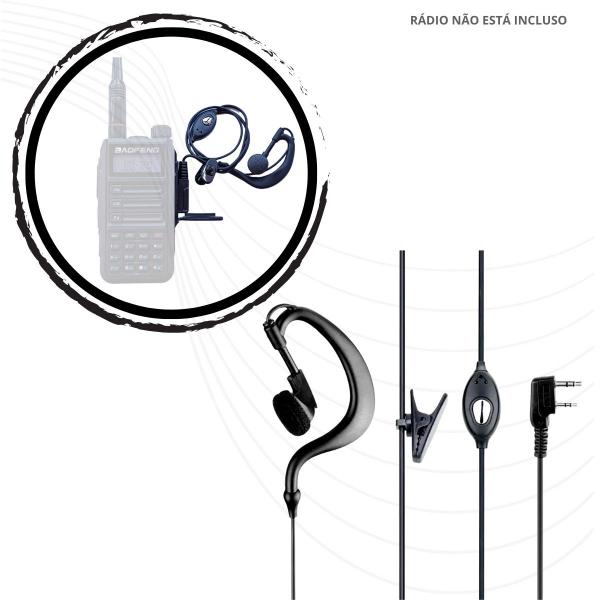 Imagem de Kit 6 Fone Ouvido Microfone Ptt Baofeng Rádio Uv-16 Plus