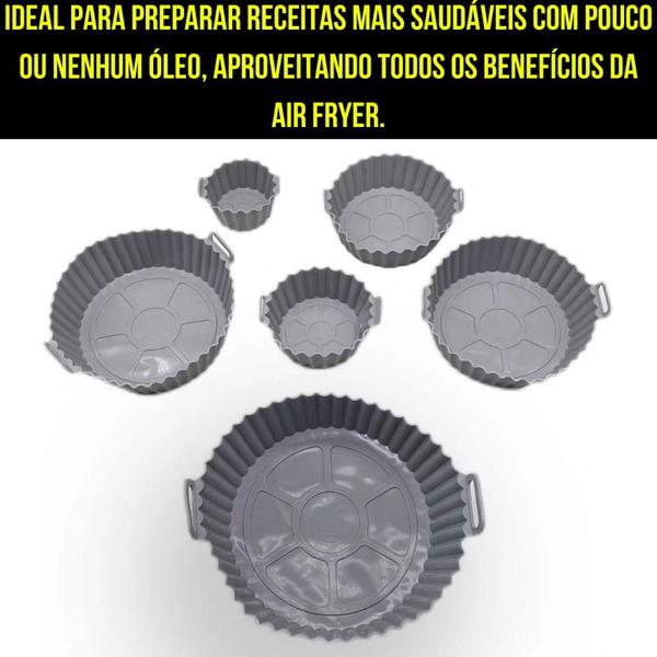 Imagem de Kit 6 Formas Airfryer Tamanhos Variados Silicone Antiaderente